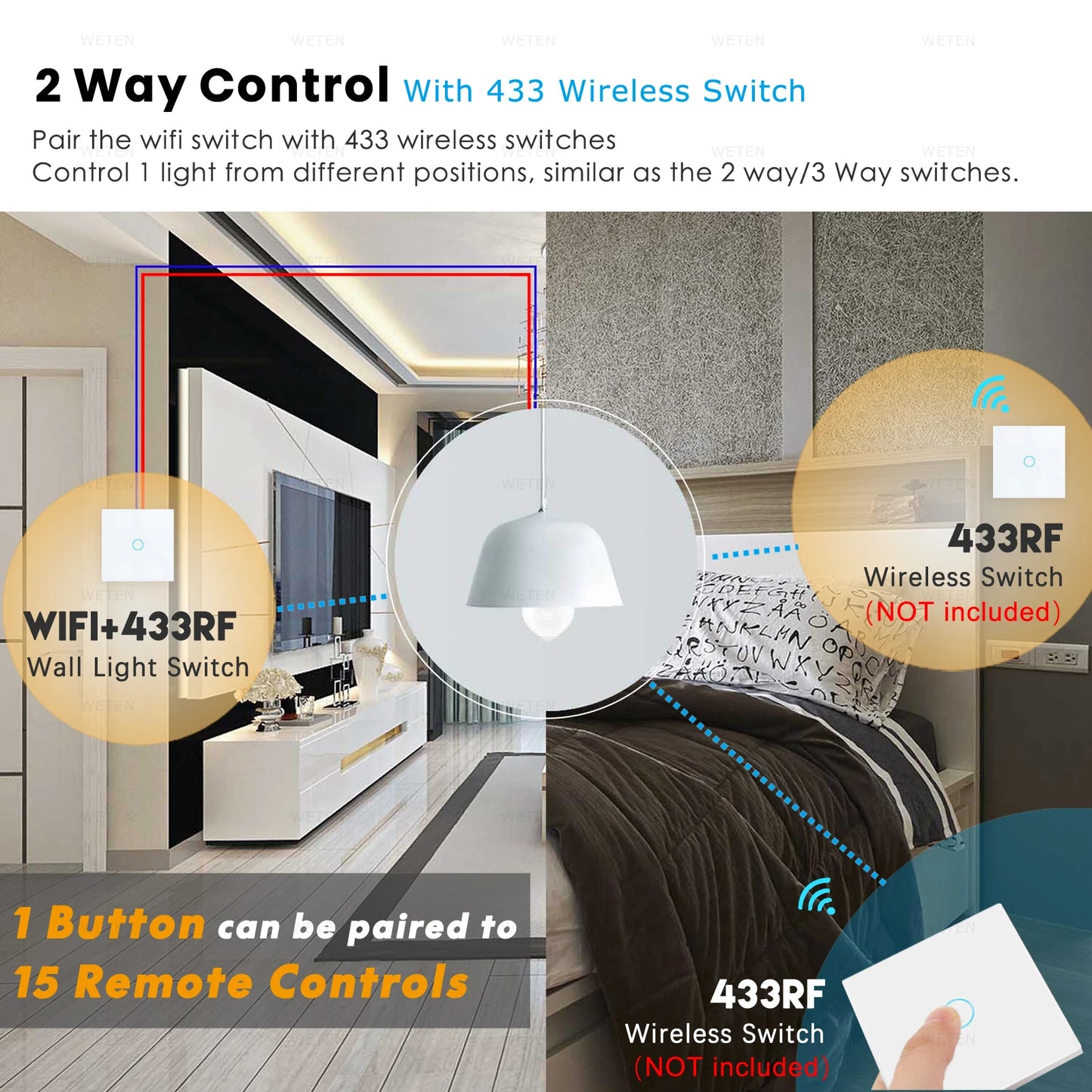 Smart Wifi RF Wall Touch Light Switch - Smart Life App Support Alexa Google Home