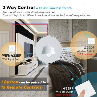 Smart Wifi RF Wall Touch Light Switch - Smart Life App Support Alexa Google Home