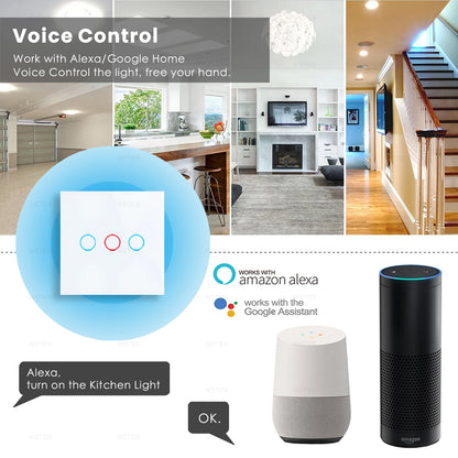 Smart Wifi RF Wall Touch Light Switch - Smart Life App Support Alexa Google Home